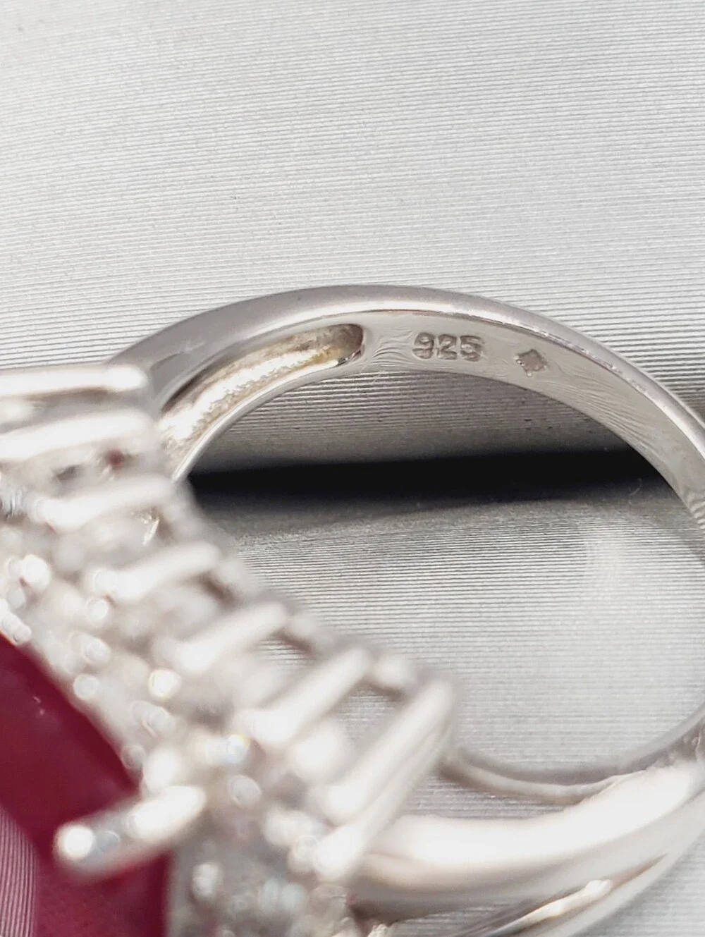 4 Carat Genuine Ruby Center White Topaz Halo Cocktail Ring - 925 Sterling Silver
